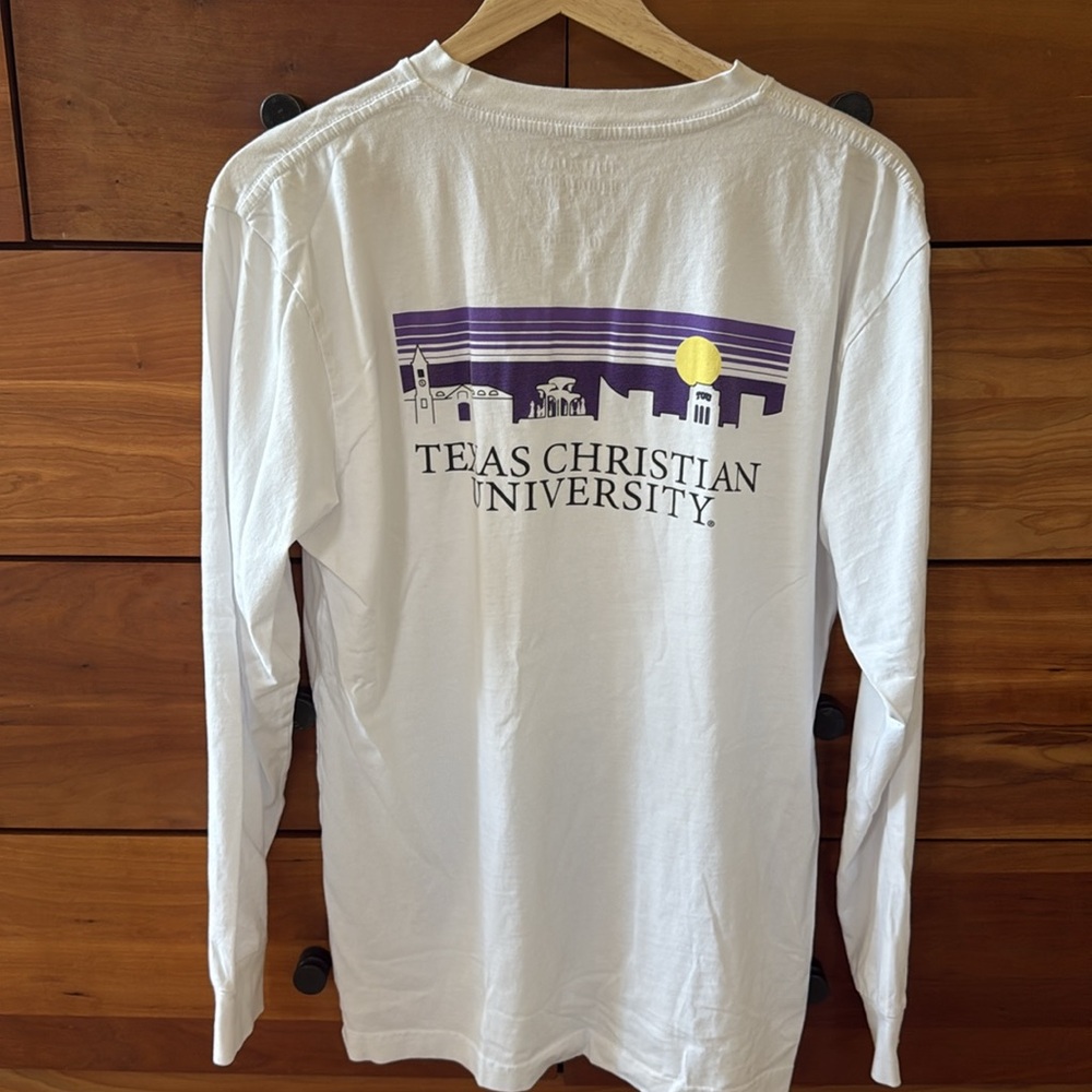 Men's Texas Christian University (TCU) White Long Sleeve Graphic Shirt Size M